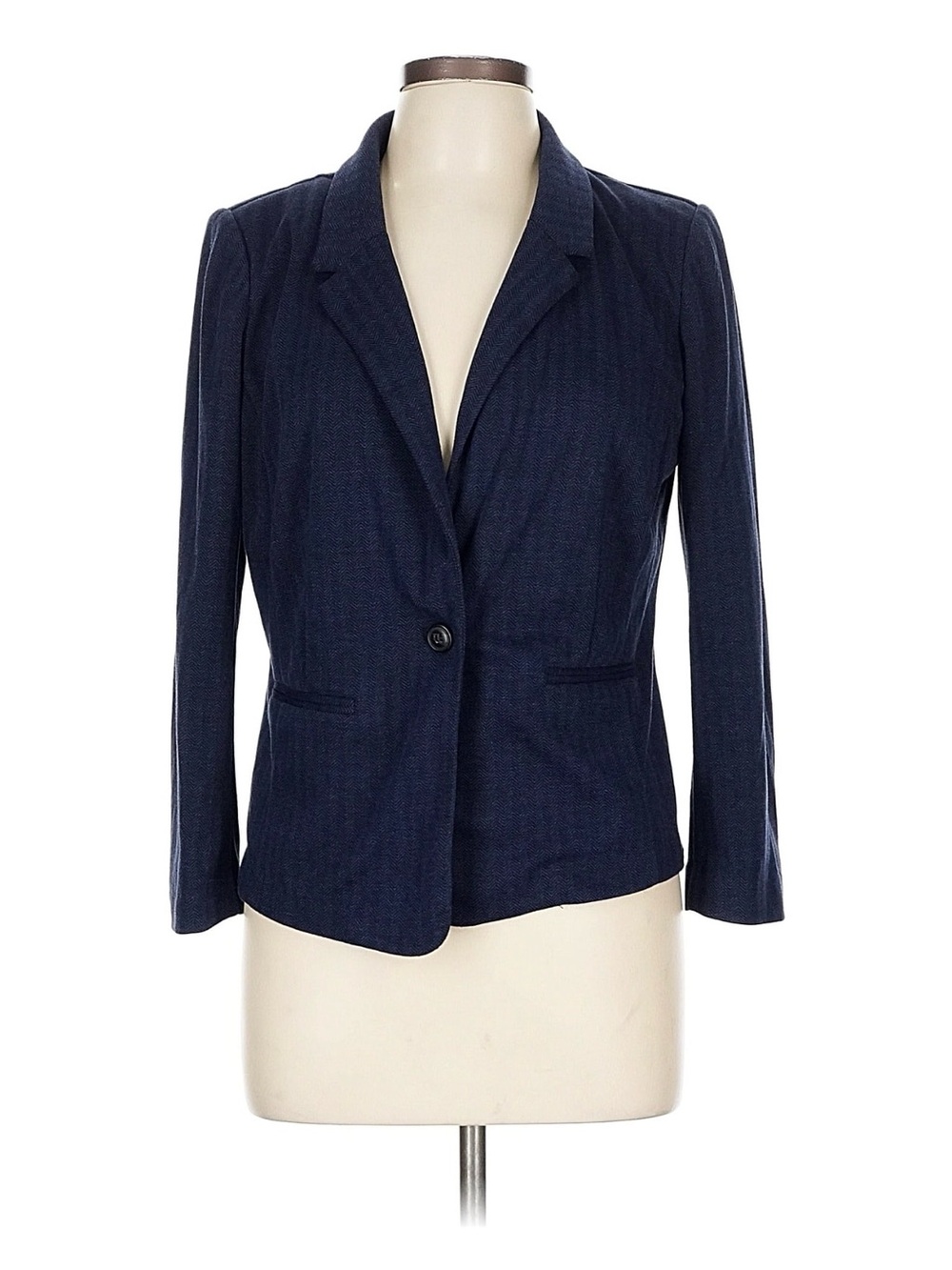 Kensie Navy and Black Single-Button Blazer